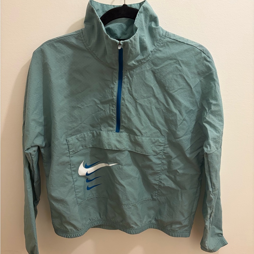 Nike Light Teal Running Pullover Jacket with Blue… - image 1